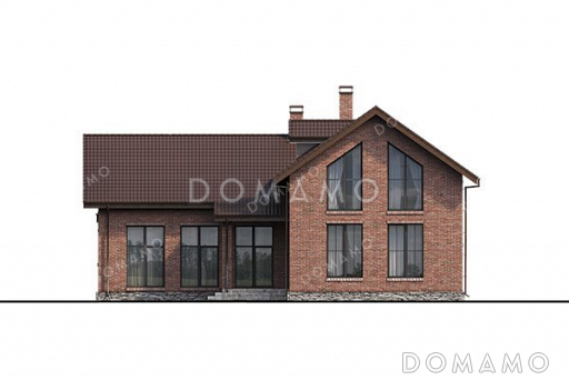 Проект одноэтажного дома с мансардой, террасой и большой кухней-гостиной / Фасад 3