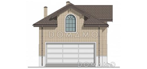Проект гаража из газобетона с мансардным этажом и облицовкой из кирпича / Фасад 4