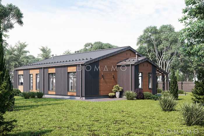 Проект дома с мастер-спальней, просторной дневной зоной, кабинетом и тремя детскими Проект дома с мастер-спальней, просторной дневной зоной, кабинетом и тремя детскими