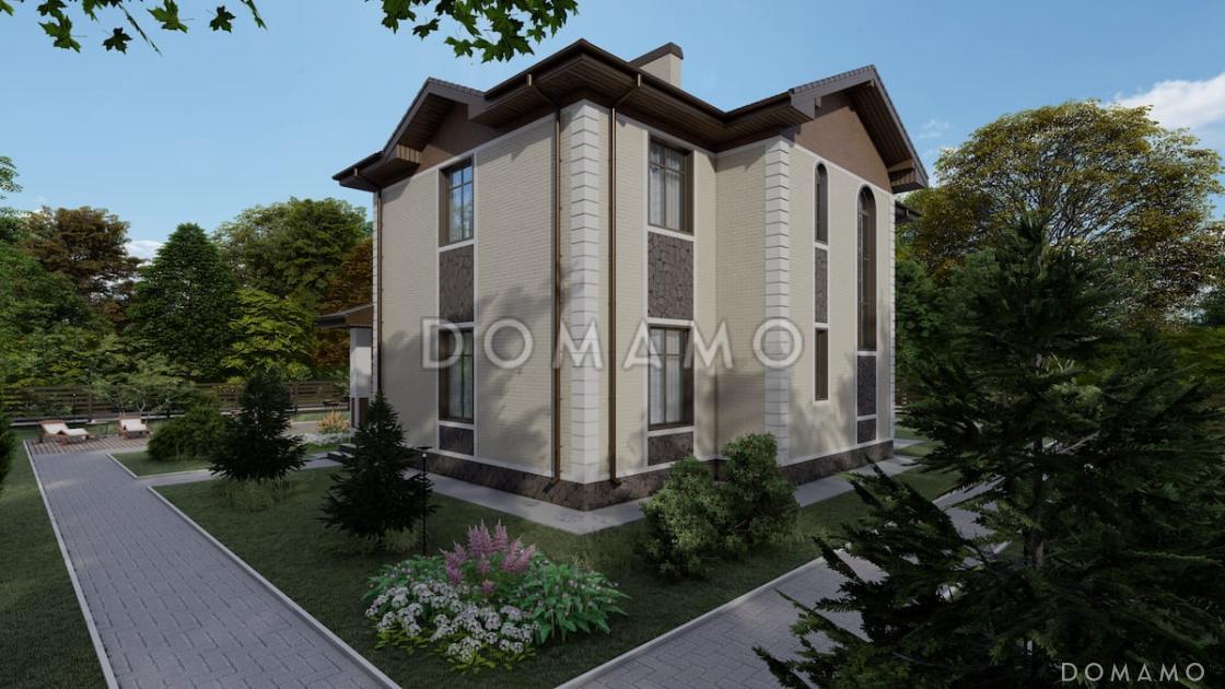 Проект двухэтажного дома с большой гостиной, 4 спальнями, террасой и балконом / 3