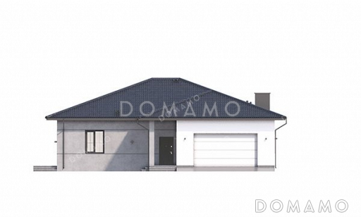 Проект одноэтажного дома с большой террасой и гаражом / Фасад 4