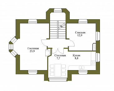 Проект коттеджа с парадным входом. / План 2 этажа