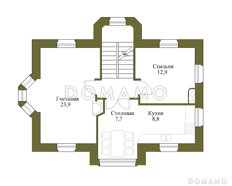 Проект коттеджа с парадным входом. / План 2 этажа