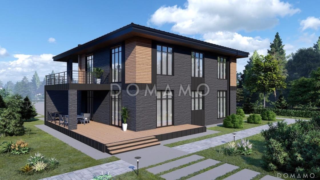 Проект дома в стиле хай-тек с 3 спальнями, большой гостиной, сауной и двухместным автонавесом / 4