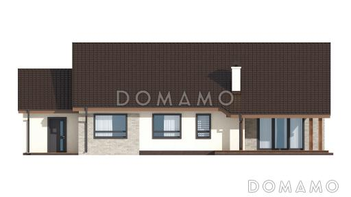 Проект классического одноэтажного дома из газобетона с тремя спальнями и возможностью обустройства мансарды и  с гаражом / Фасад 3