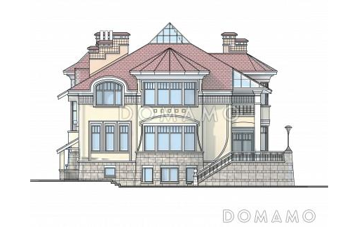 Проект коттеджа в стиле модерн с парадным балконом / Фасад 3