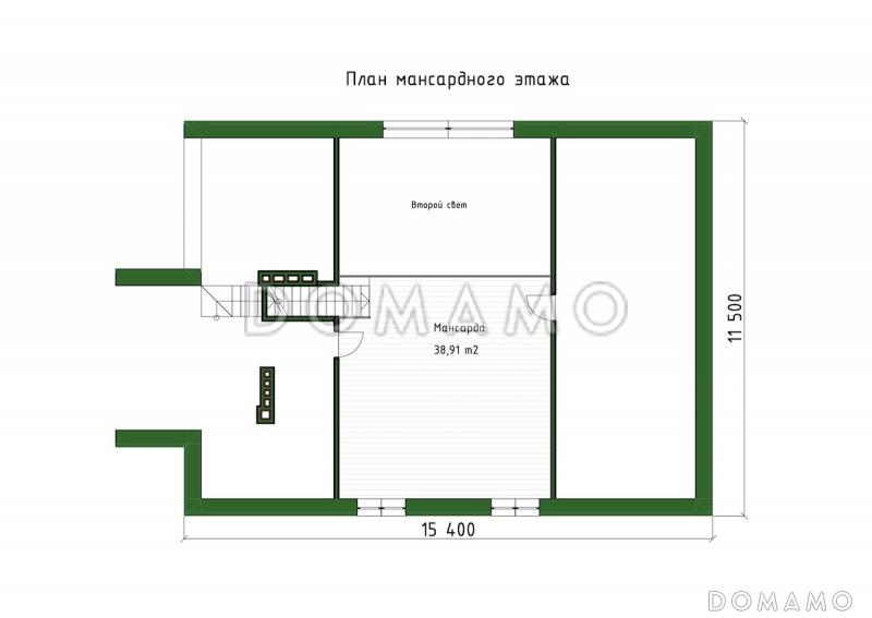 Проект дома с мансардой, вторым светом, большой гостиной и 4 спальнями / План мансардного этажа