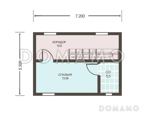 Проект дома из клееного бруса с мансардным окном / План мансардного этажа