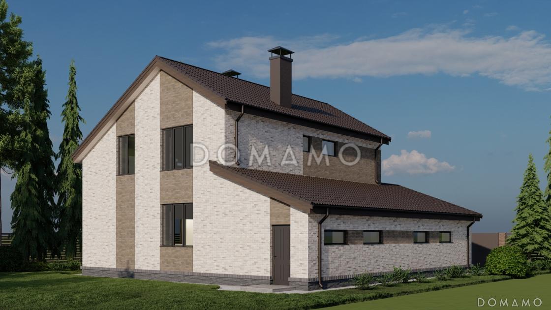 Проект двухэтажного газобетонного дома с гаражом на два машиноместа, тремя спальнями и кабинетом на втором этаже / 3