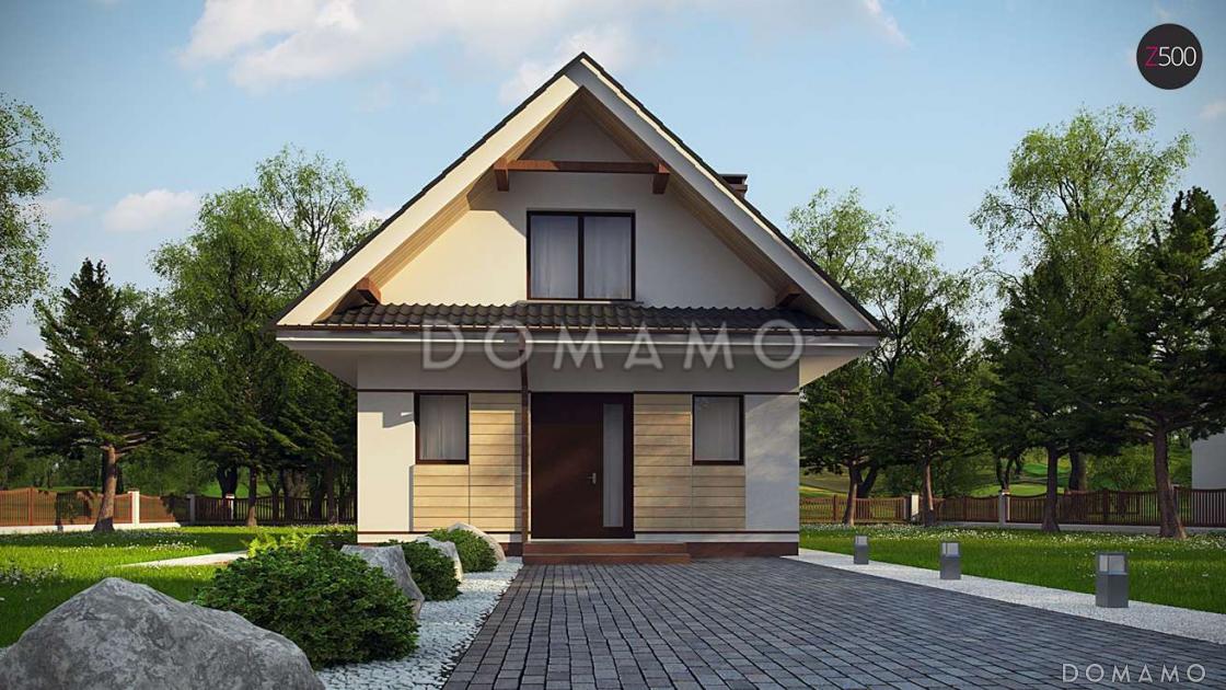 Проект небольшого мансардного дома из кирпича с панорамным остеклением дневной зоны / 6