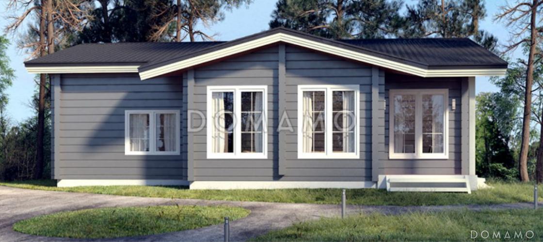 Проект одноэтажного дома из клееного бруса с просторной гардеробной и сауной / 2