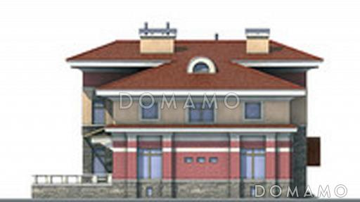 Проект двухэтажного коттеджа с террасой / Фасад 3