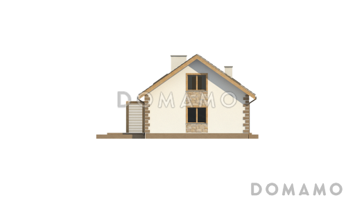 Проект одноэтажного мансардного дома из газобетона классической формы и планировки, с пятью комнатами / Фасад 2