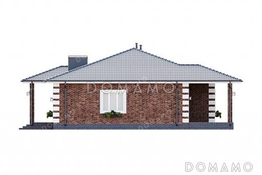 Проект одноэтажного дома в классическом стиле с угловой террасой, большой кухней-гостиной и четырьмя спальнями / Фасад 4