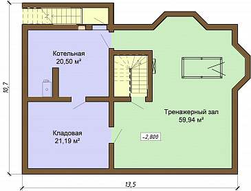 Проект одноэтажного дома из бруса с мансардным и цокольным этажами / План цокольного этажа Проект одноэтажного дома из бруса с мансардным и цокольным этажами / План цокольного этажа