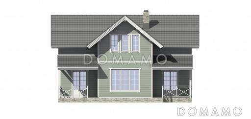 Проект дома в норвежском стиле с большой террасой и просторным холлом второго этажа / Фасад 1