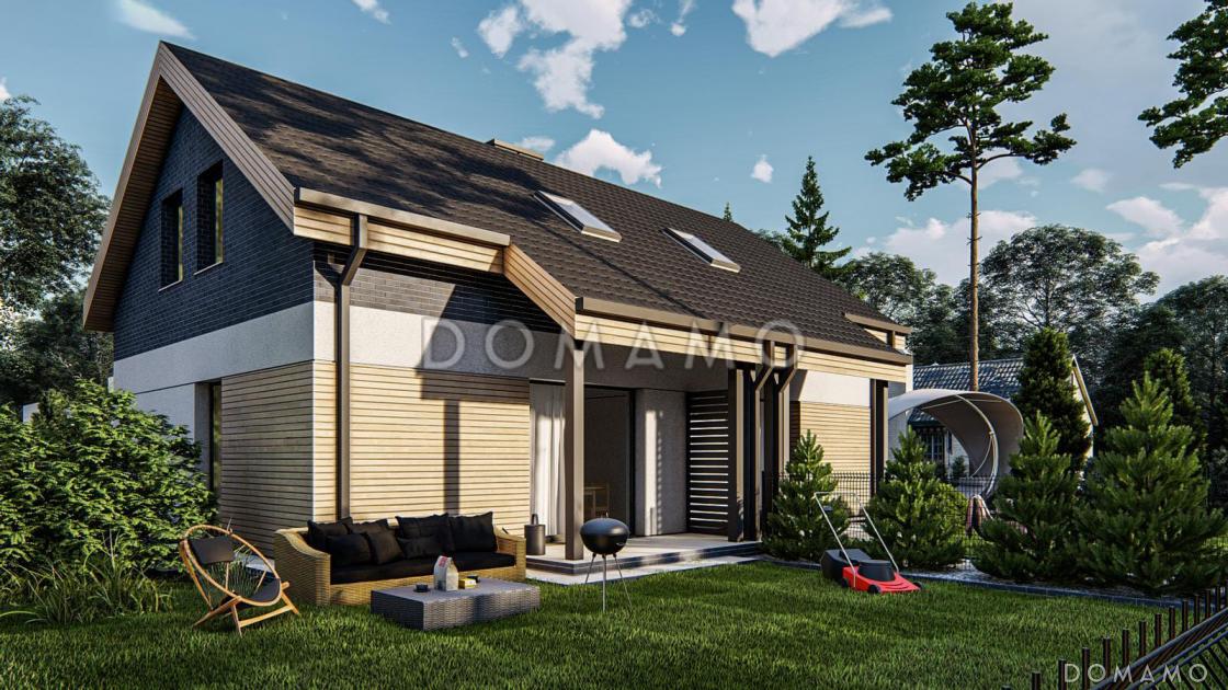 Проект двухсемейного дома из газобетона с тремя спальнями на мансарде / 3