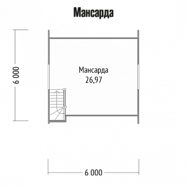 Проект небольшого дома из клееного бруса с мансардной кровлей / План мансардного этажа Проект небольшого дома из клееного бруса с мансардной кровлей / План мансардного этажа