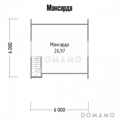Проект небольшого дома из клееного бруса с мансардной кровлей / План мансардного этажа Проект небольшого дома из клееного бруса с мансардной кровлей / План мансардного этажа