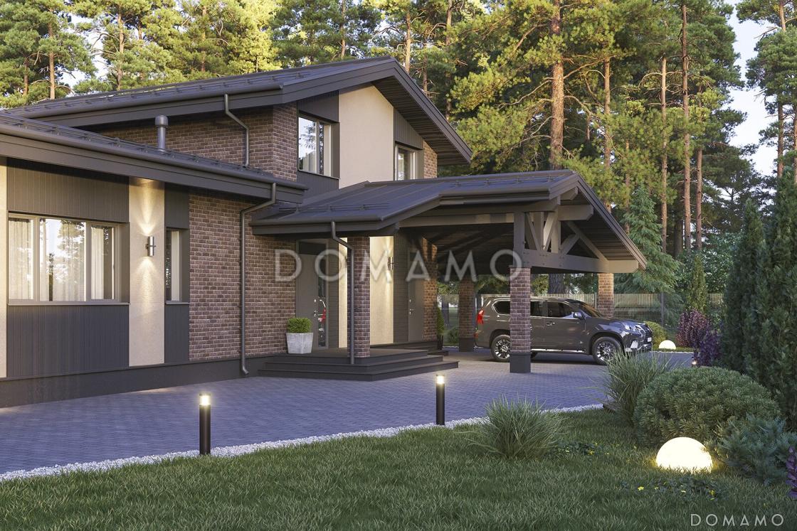 Проект каркасного дома в скандинавском стиле с сауной и террасой барбекю / 10