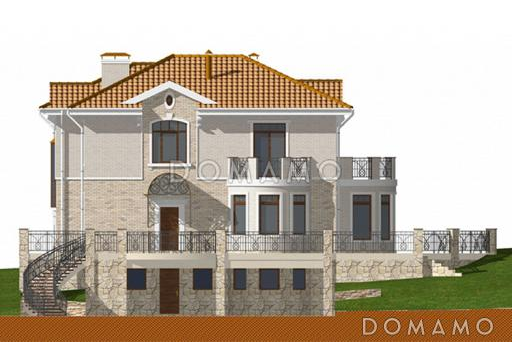 Проект дома из газобетона для неровных участков / Фасад 1