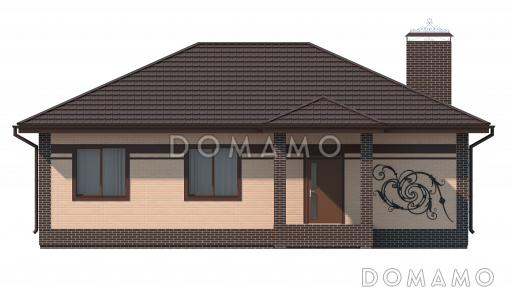 Проект загородного дома из газобетона с большой кухней-столовой, тремя спальнями / Фасад 2