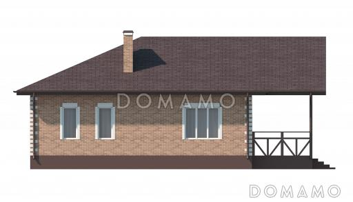 Проект одноэтажного дома из газобетона с верандой, кухней-столовой, тремя спальнями / Фасад 3
