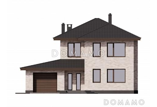 Проект дома с гаражом, мастер-спальней и комнатой на первом этаже / Фасад 1