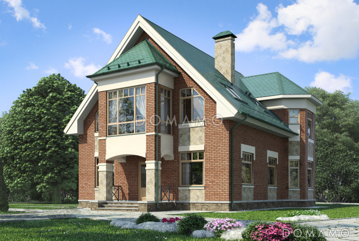 Проект дома из газобетона с прямоугольной гостиной