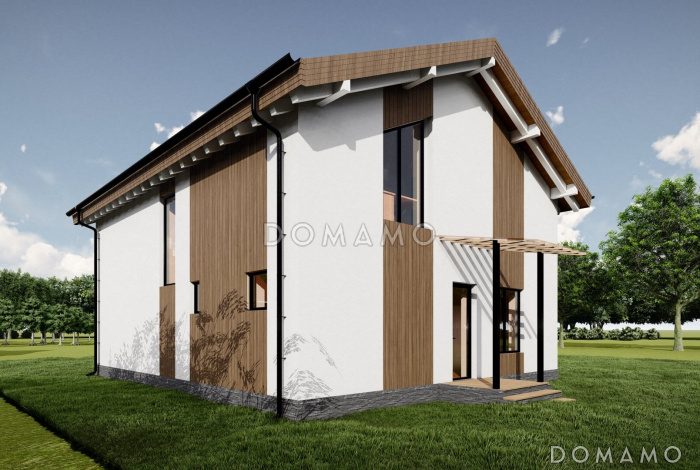 Проект современного дома с 3 спальнями и вторым светом в гостиной Проект современного дома с 3 спальнями и вторым светом в гостиной