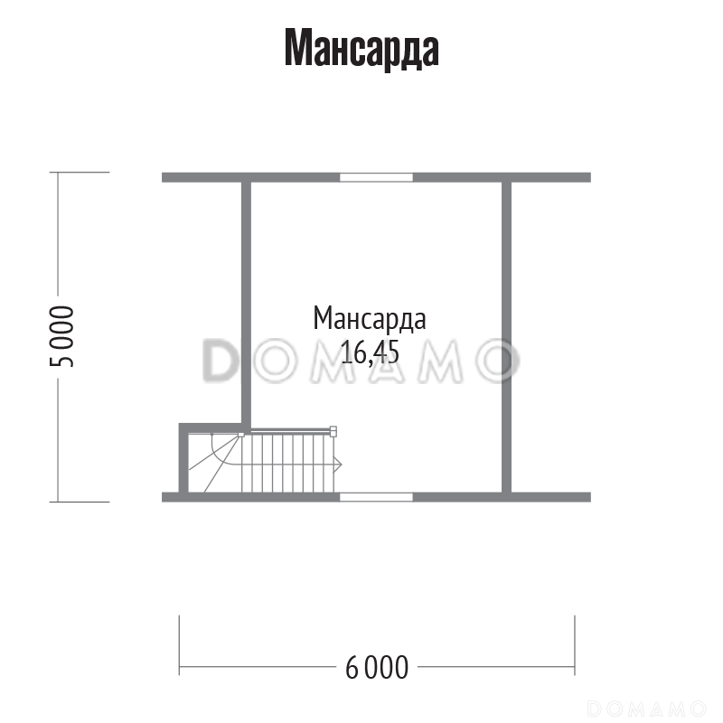 Проект бани из клееного бруса 6х5 с мансардой / План мансардного этажа