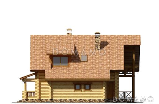 Проект деревянного дома с рациональной планировкой, просторной гостиной и гаражом / Фасад 2