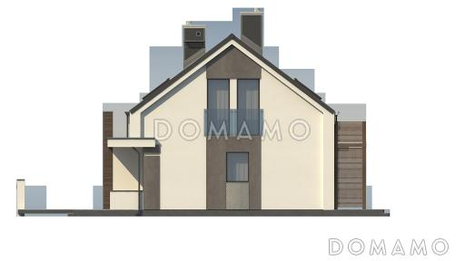 Проект современного одноэтажного мансардного дома из кирпича с общим входом для двух семей / Фасад 4