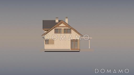 Проект одноэтажного мансардного дома из кирпича с встроенным гаражом / Фасад 4