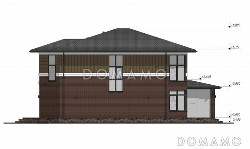 Проект современного двухэтажного коттеджа с четырьмя спальнями S-193 / Фасад 3
