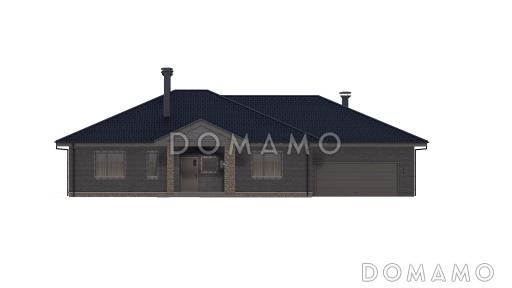 Проект одноэтажного дома с мансардой, верандой и гаражом на 2 машины / Фасад 4