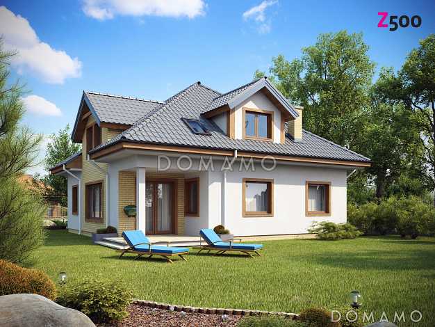 Проект мансардного дома из кирпича с кабинетом, гаражом и техническим помещением Проект мансардного дома из кирпича с кабинетом, гаражом и техническим помещением