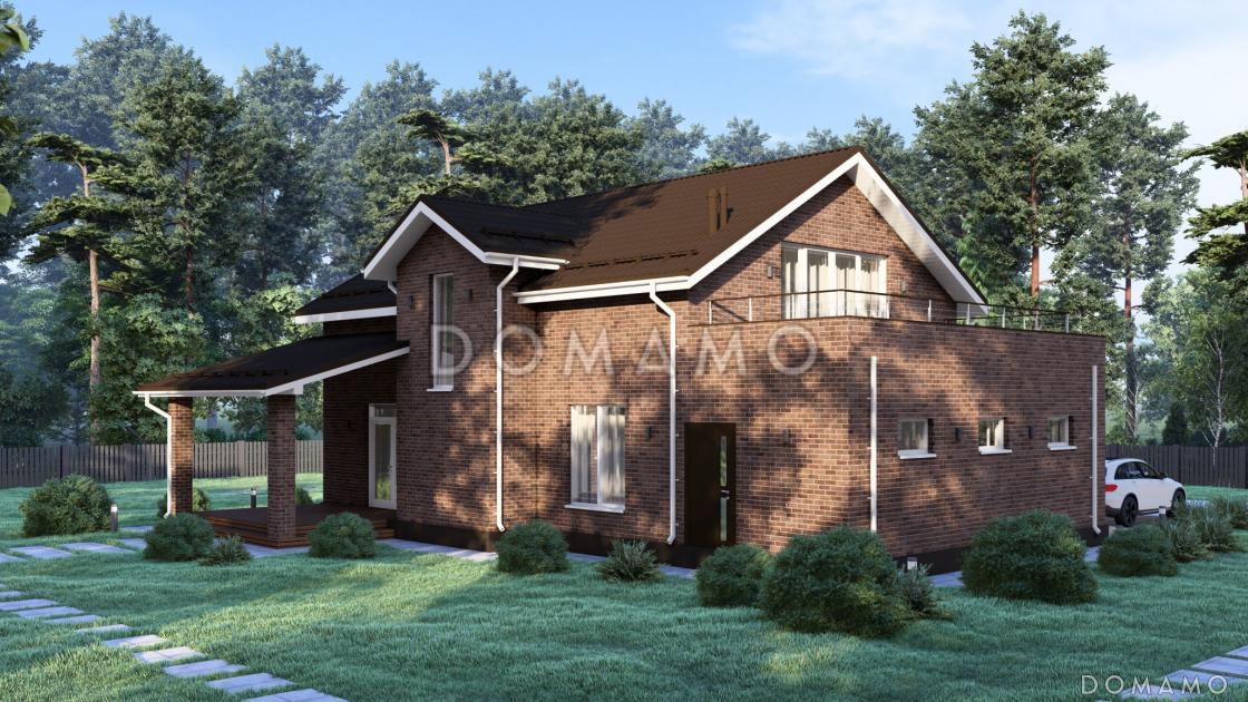 Проект двухэтажного дома с четырьмя спальнями и гаражом на одну машину S-204 / 1