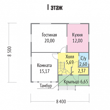 Проект каркасного дома с идеальной планировкой / План 1 этажа Проект каркасного дома с идеальной планировкой / План 1 этажа