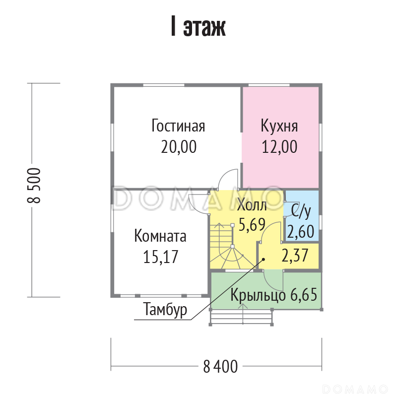 Проект каркасного дома с идеальной планировкой / План 1 этажа
