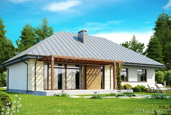 Проект одноэтажного дома из газобетона с тремя спальнями, просторной дневной зоной и с возможностью обустройства мансарды