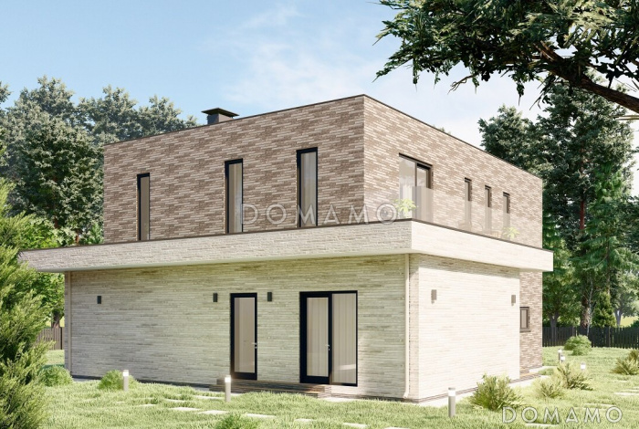 Проект современного дома с плоской кровлей в стиле Хай-Тек S-219-1 Проект современного дома с плоской кровлей в стиле Хай-Тек S-219-1