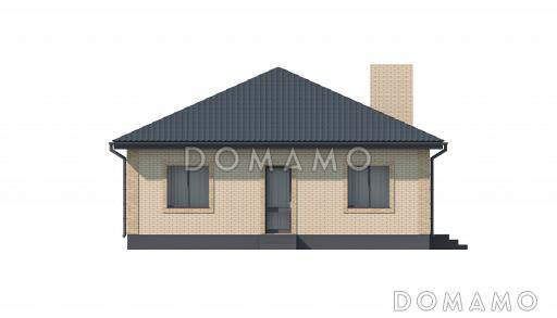 Проект загородного дома с кухней-столовой в ширину дома, тремя спальнями, двумя санузлами / Фасад 1