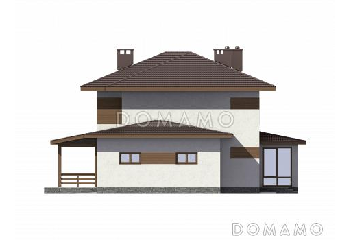 Проект дома из газобетона со светлой верандой / Фасад 4