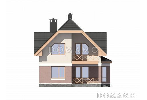 Проект небольшого дома с двумя крытыми террасами / Фасад 3