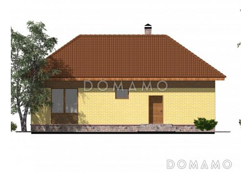 Одноэтажный дом из крупноформатного кирпича с двумя спальнями и большой кухней-гостиной / Фасад 4