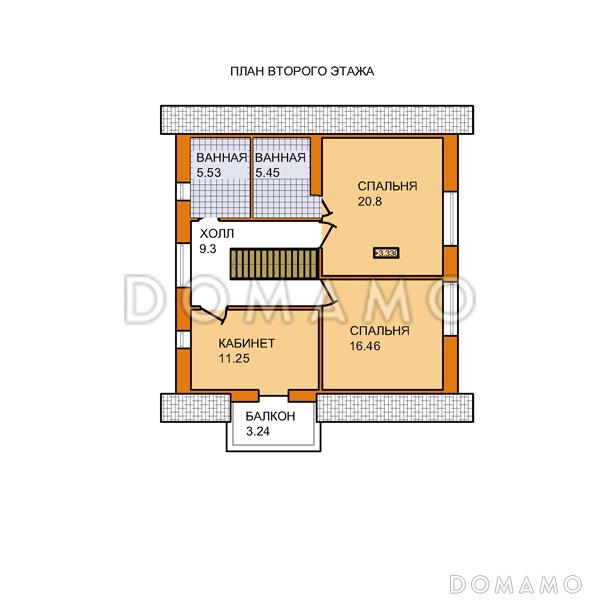 Проект дома из газобетона 9х9 / План мансардного этажа