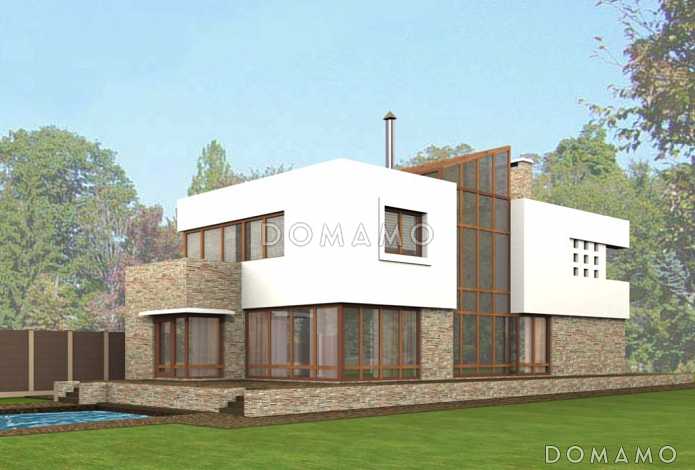 Проект двухэтажного дома с остеклением Проект двухэтажного дома с остеклением