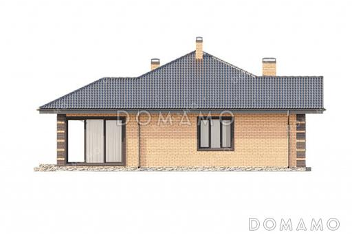 Проект одноэтажного дома с гаражом и крытой верандой в классическом стиле / Фасад 3