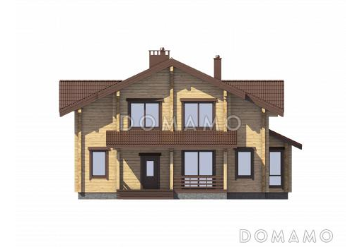 Проект двухэтажного дома с кухней-столовой, сауной и большими спальнями / Фасад 1